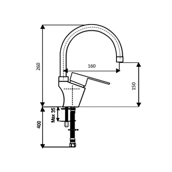 Avorio Boston Kuğu Lavabo Batarya 304 Boru