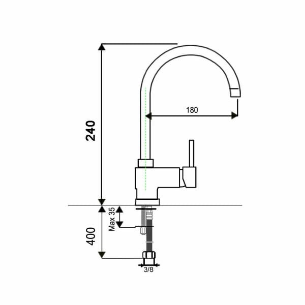 Avorio Oregon Kuğu Lavabo Batarya 304 Boru