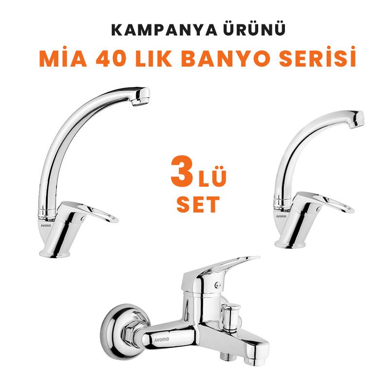 Mia 3 lü Batarya Seti (Banyo,Kuğu evye, Lavabo)