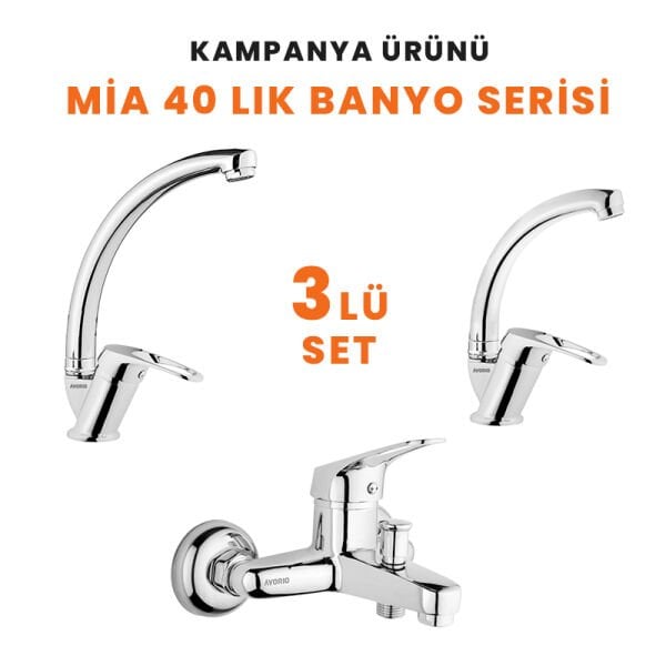 Mia 3 lü Batarya Seti (Banyo,Kuğu evye, Lavabo)
