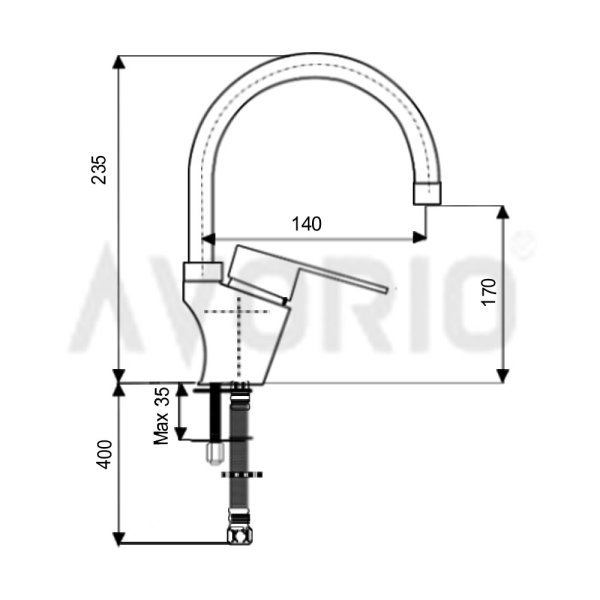 Avorio Sidney Kuğu Lavabo Batarya 304 Boru