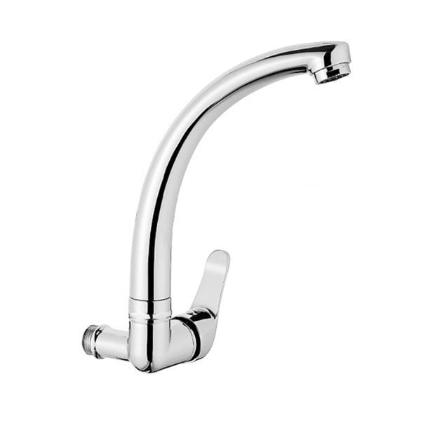 Avorio Alaska Tek Su Girişli Kuğu Lavabo Batarya Duvardan Çıkışlı